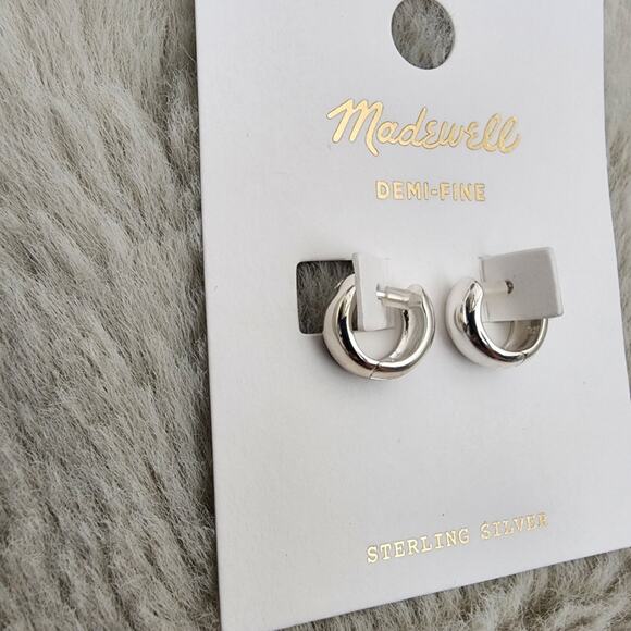 NEW Madewell Demi-Fine Chunky Hoop 925 Sterling Silver Hoop Earrings - Picture 4 of 9